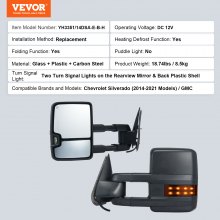 VEVOR Espejos de Remolque Eléctricos con Calefacción para Carros 500x310x200mm