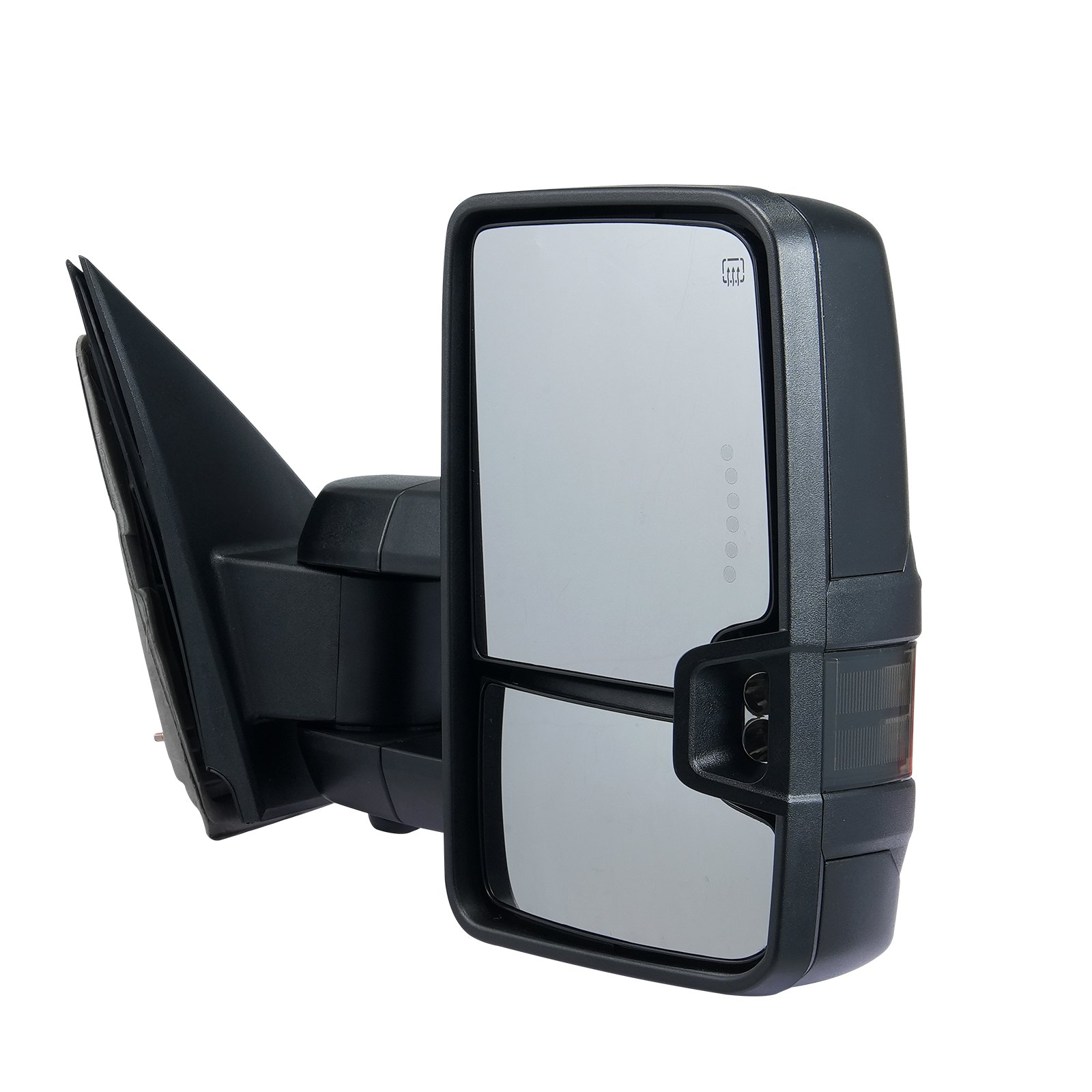 VEVOR tow-away mirrors, left and right pair set for Chevrolet Silverado (2003-2007)/GMC/Cadillac, electrically heated with flashing lights and LED driving lights, manually extendable and foldable, with heating and defrosting function, black