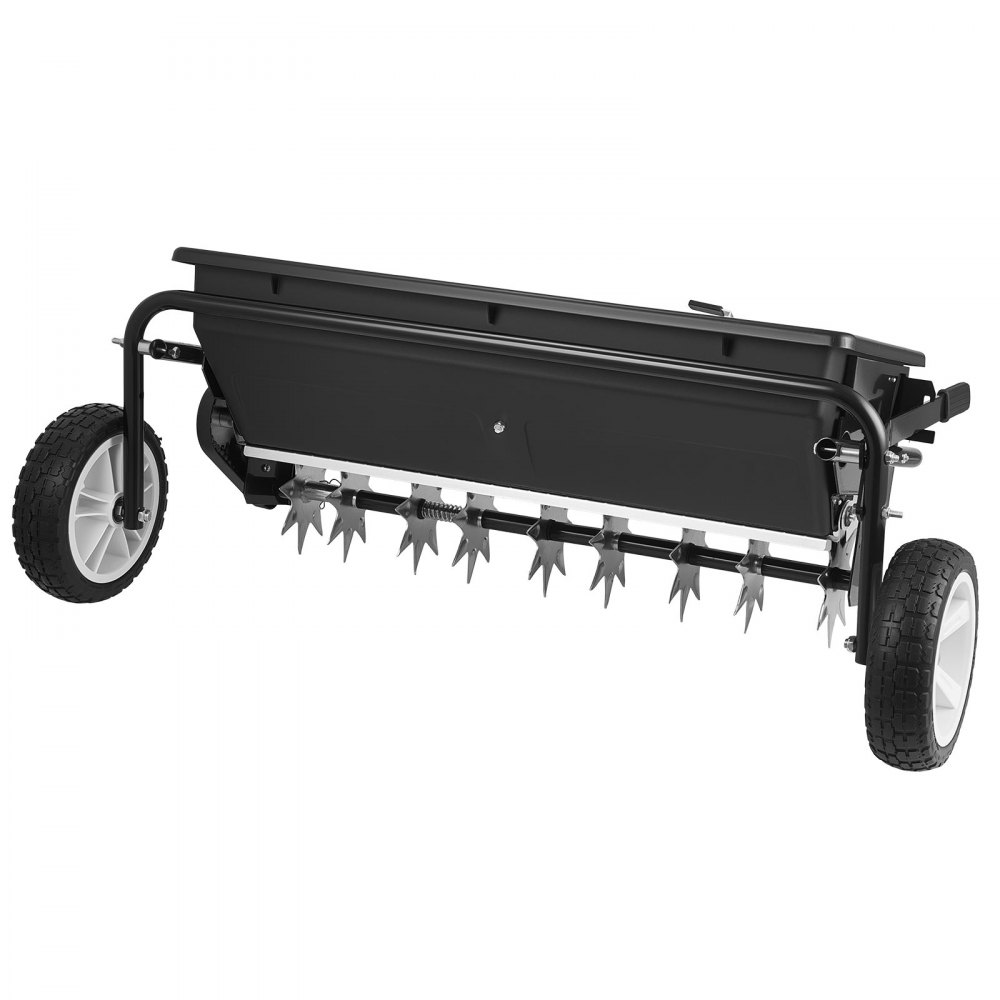 VEVOR Aireador de Césped con Esparcidor, Ancho de Esparcimiento de 81 cm, Carro Esparcidor con Púas Escarificadoras, Capacidad de Carga 45 kg, Remolcable para Tractores ATVs UTVs, para Jardín Césped
