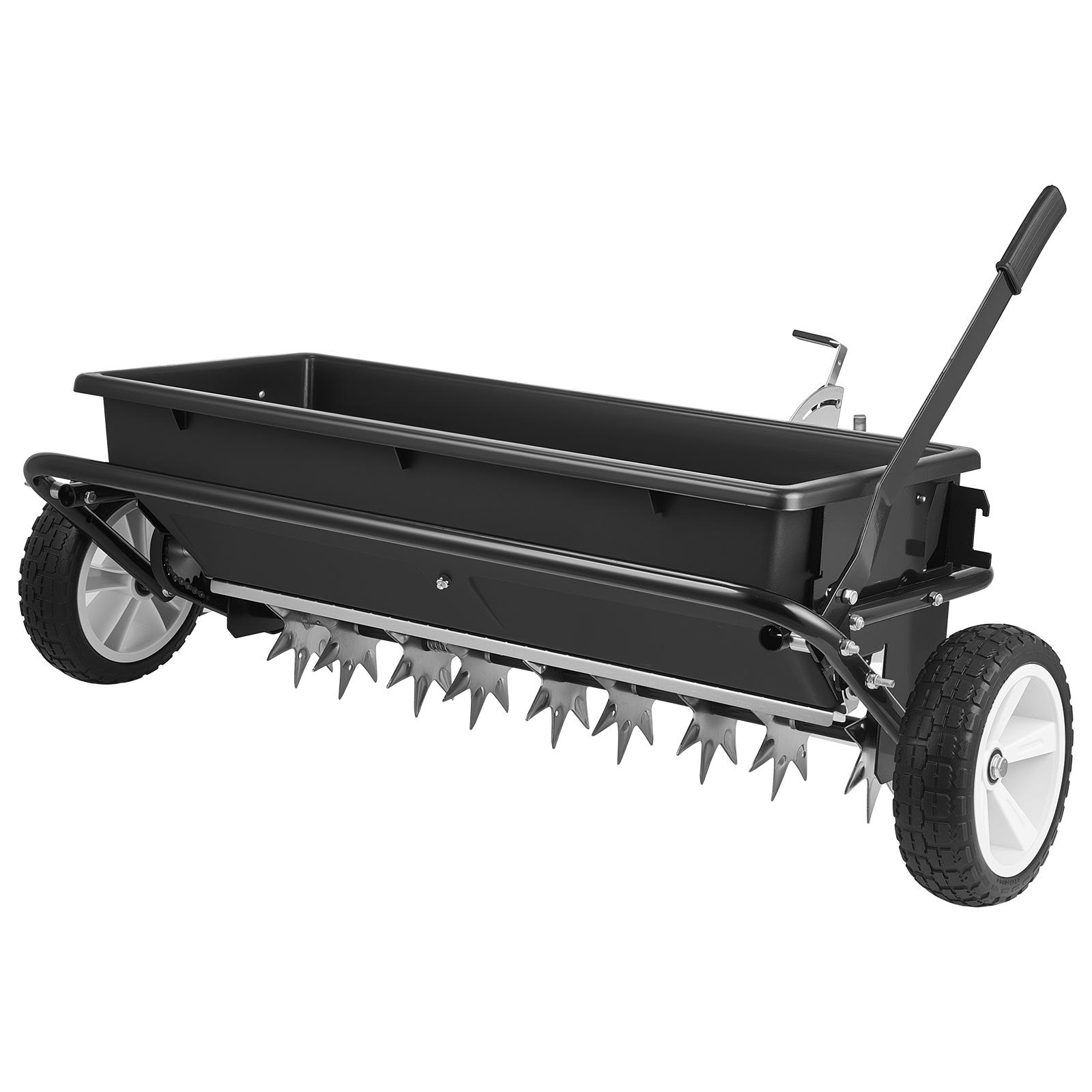 VEVOR Aireador de Césped con Esparcidor, Ancho de Esparcimiento de 81 cm, Carro Esparcidor con Púas Escarificadoras, Capacidad de Carga 45 kg, Remolcable para Tractores ATVs UTVs, para Jardín Césped