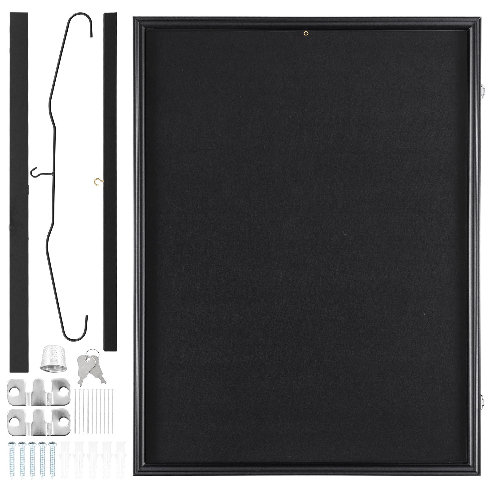 VEVOR Marco de Exhibición Jersey 610 x 812 x 40 mm, Vitrina Negra de Camiseta Deportiva con Cerradura 98% de Protección UV Vidrio de PC y Perchas, para Camisetas de Béisbol, Baloncesto, Fútbol y Más