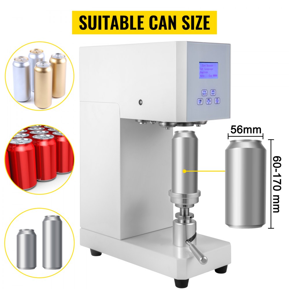 Vevor Máquina Selladora De Latas Automática Portátil φ56 Mm Altura 60-170 Mm