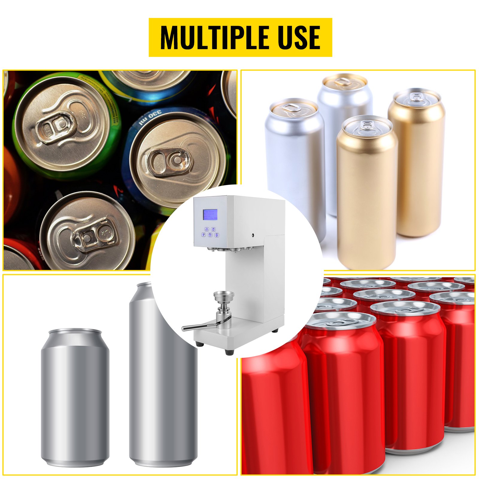 Vevor Máquina Selladora De Latas Automática Portátil φ56 Mm Altura 60-170 Mm