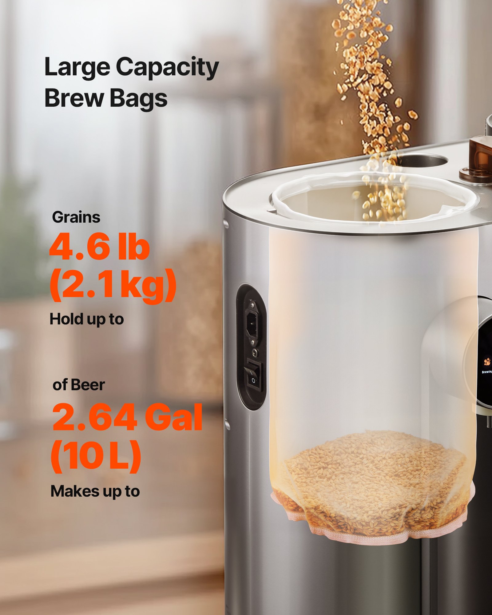 VEVOR Bolsas de Cerveza con 2 Bolsas de Nailon para Granos y 10 Bolsas de Algodón y Lino para Lúpulo, Fáciles de Limpiar, Reutilizables y de Malla Ultrafina, para Nuestra Cervecera Automática