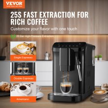 VEVOR Cafetera Espresso Automática 20 Bar con Espumador 15 Niveles de Molido