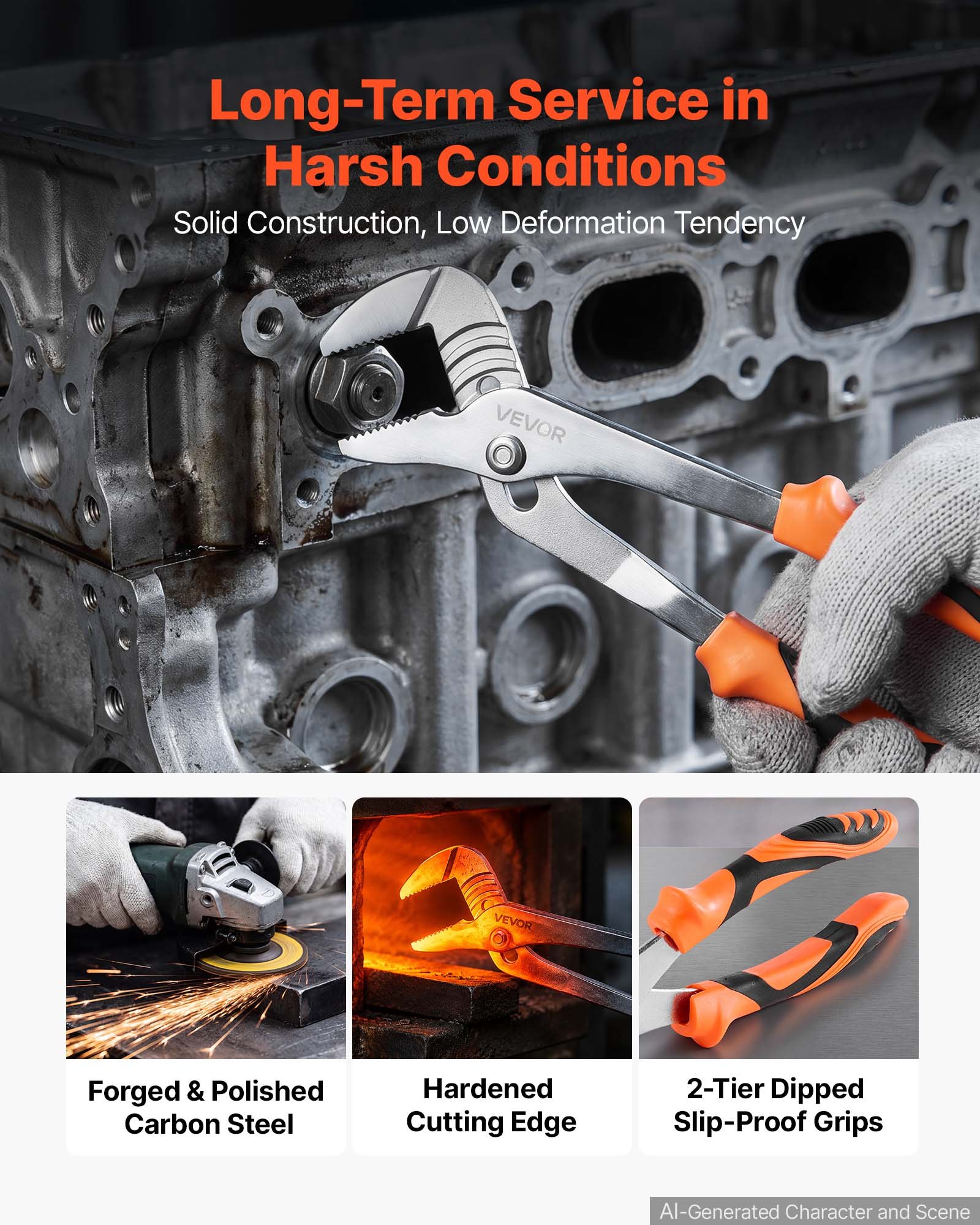 VEVOR Pliers Set 20-Piece Utility Set Polished Carbon Steel Jaw Hand Tools, For DIY & Home Use, Long Nose, Locking, Diagonal, Groove Joint, Snap Ring, Slip Joint Pliers, with 2-Pack Organizer Rack