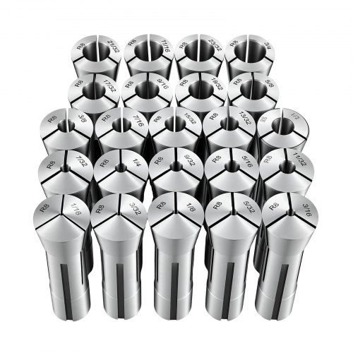 VEVOR Juego de Pinzas R8 de 1/16 a 3/4 pulgada, de Acero Aleado, TIR de 0,0008 pulgada, Alta Concentricidad, Mandril de Torno con Cajas Individuales Etiquetadas, para Fresadoras y Taladros, 23 Piezas