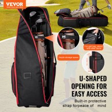 VEVOR Bolsa de Viaje Enrollable para Palos de Golf con 2 Ruedas Oxford 1800D