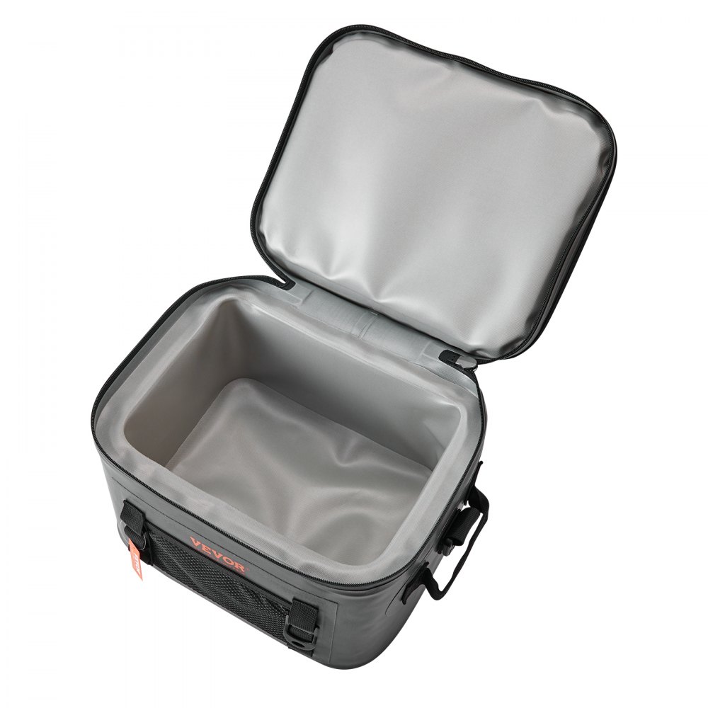 Bolsa térmica suave VEVOR con tapa abierta que muestra un espacioso interior aislado.