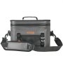 Bolsa térmica suave VEVOR gris con correa de hombro ajustable, bolsillo de malla y asa.