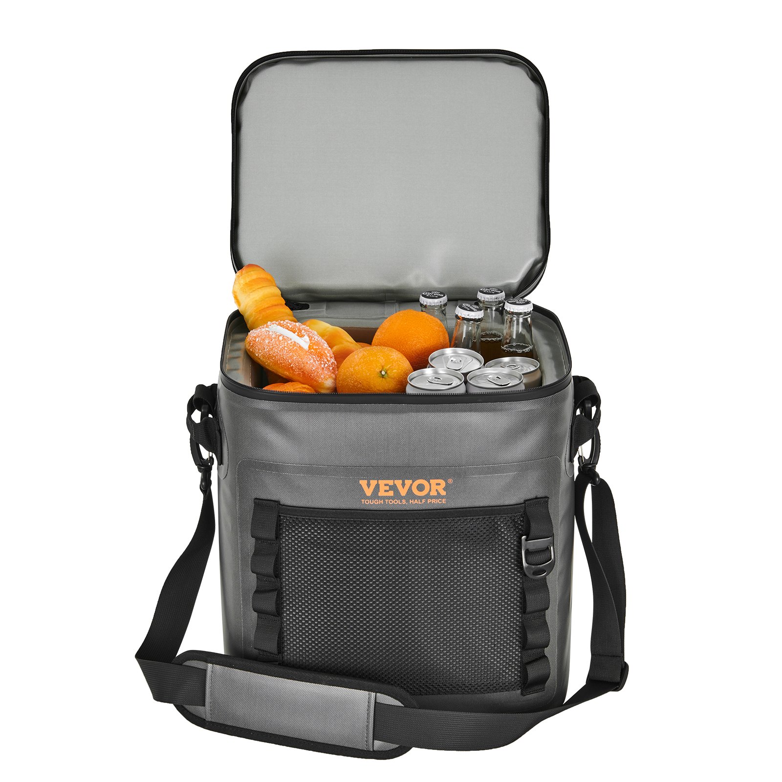 VEVOR Bolsa Térmica Suave 36x28x39,5 cm 30 Latas Bolsa Térmica Hermética en Nailon Impermeable con Aislamiento de PE Cremallera Portátil con Asas Correa para Hombro para Senderismo Pícnic Exterior