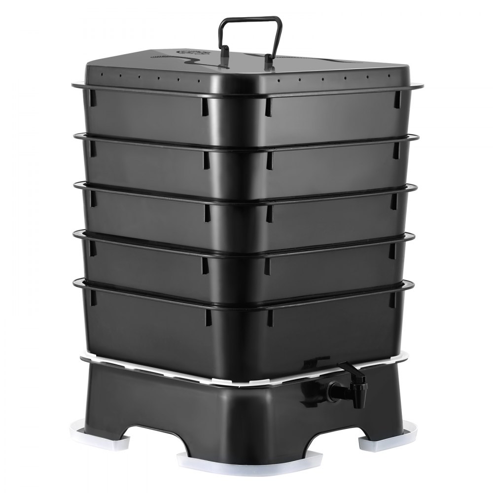 VEVOR Rapid Composter 18-50L Garden Composter 400x400x650mm Thermal Composter HDPE Plastic Compost Bin Incl. 5 Trays & a Collection Container Compost Bin Composting Reduction of Household Waste
