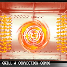 VEVOR Horno Eléctrico de Sobremesa 4.5kW, Horno Sobremesa Conveccion 60 L, Horno Conveccion a Prueba de Explosiones, con 4 Niveles de Bandejas, Horno Tostador Piedra Especial para Cocinar Pizza