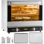 VEVOR Horno de Convección Eléctrico 66 L 1800 W Horno Sobremesa 58 x 55 x 50 cm, Acero Inoxidable y Vidrio Templado, Horno Eléctrico Multifunción de Sobremesa 65-250 ℃ con 4 Estantes para Cafeterías