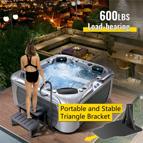 VEVOR Pasamanos Lateral para Spa 103x48x141,5 cm Pasamanos Bañera de Hidromasaje Gira 360° Hierro Pasamanos con Base Carga 280 kg Riel de Seguridad Lateral con Tornillos Spa Bañera