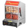 VEVOR - Vaporera para perritos calientes, 27 l, 2 niveles, control de temperatura de 30 ℃ a 85 ℃, calentador de pan eléctrico con puertas corredizas de vidrio templado, pinzas para placa divisoria, acero inoxidable, para perritos calientes y panecillos