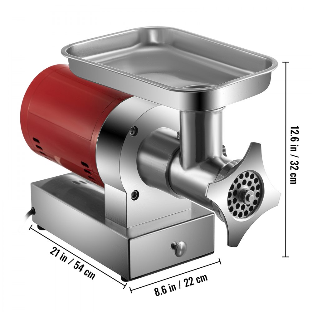 Vevor Picadora De Carne 1100 W 180 Rpm 2 Placas Embutido De Salchicha Con Cajón
