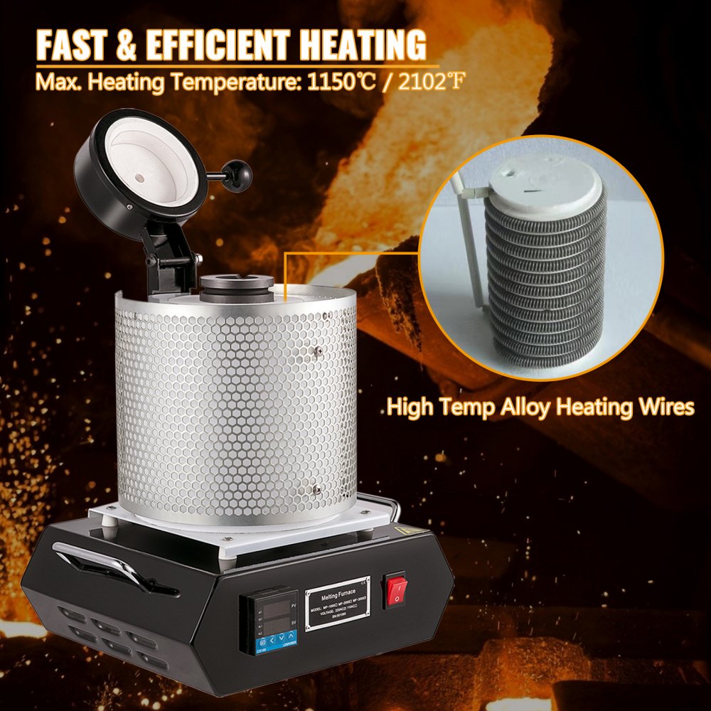 Vevor 3 Kg Horno Eléctrico De Fusión Aleación De Plata Y Oro 1150 ℃ 220 V Blanco