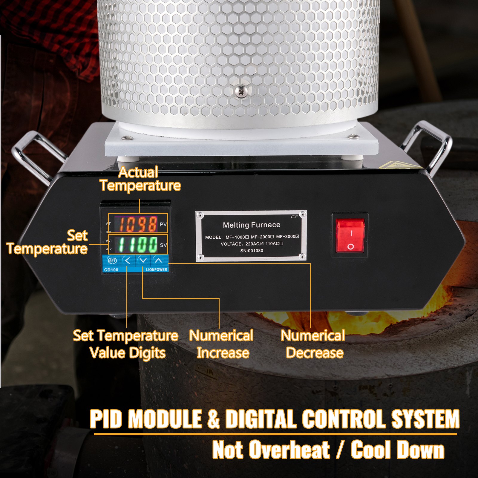 Vevor 3 Kg Horno Eléctrico De Fusión Aleación De Plata Y Oro 1150 ℃ 220 V Blanco
