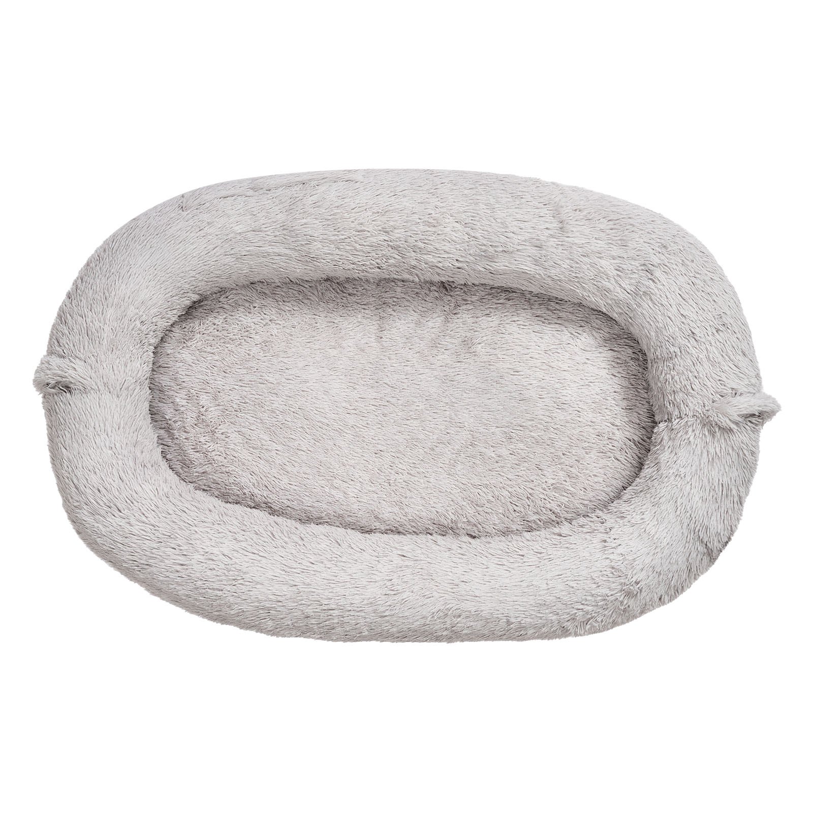 VEVOR Cama para Perros de Diseño Ovalado, de Espuma Viscoelástica, Tamaño Humano, con Bolsillo Lateral, Asa y Cremallera, Funda Extraíble y Lavable a Máquina, Color Gris, 1320 x 860 x 240 mm