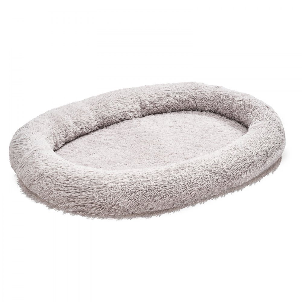 VEVOR Cama para Perros, Forma Ovalada, de Espuma Viscoelástica, Tamaño Humano, con Bolsillo Lateral, Asa y Cremallera, Funda Extraíble y Lavable a Máquina, Color Gris Claro, 1710 x 1000 x 240 mm