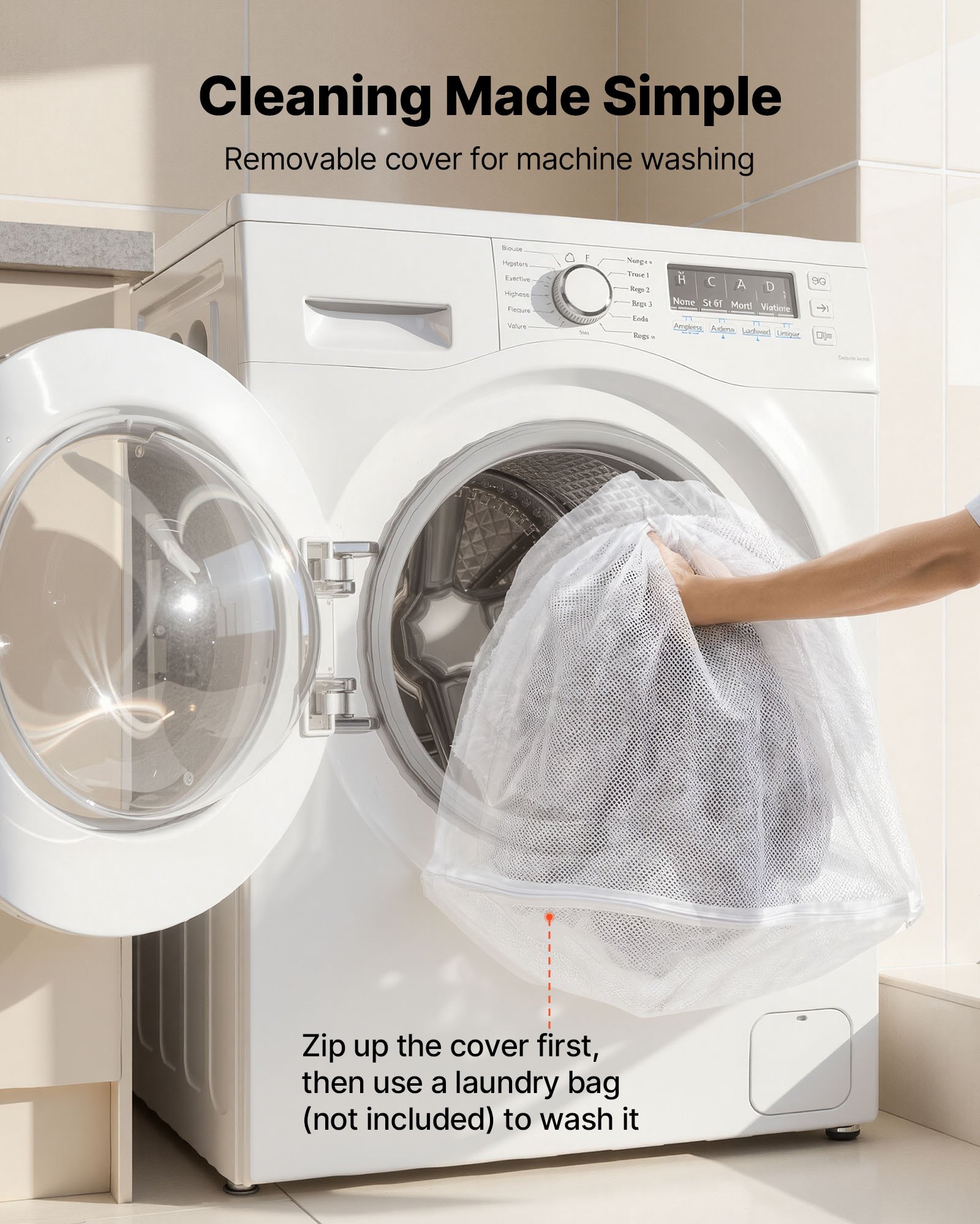 VEVOR Cama para Perros, Forma Ovalada, de Espuma Viscoelástica, Tamaño Humano, con Bolsillo Lateral, Asa y Cremallera, Funda Extraíble y Lavable a Máquina, Color Gris Claro, 1710 x 1000 x 240 mm