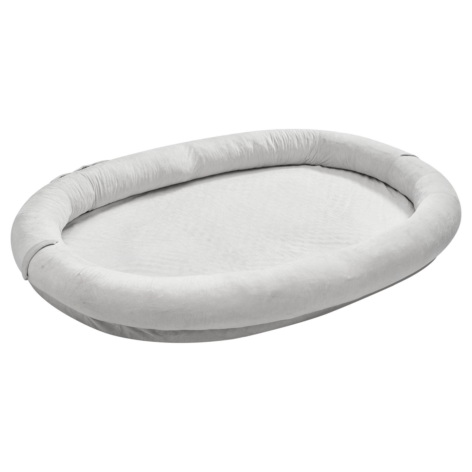 VEVOR Cama para Perros, 178 x 120 x 24 cm, Peluche Corto, de Espuma Viscoelástica, Tamaño Humano, con Bolsillo Lateral, Asa y Cremallera, Funda Extraíble y Lavable a Máquina, Gris, Diseño Ovalado