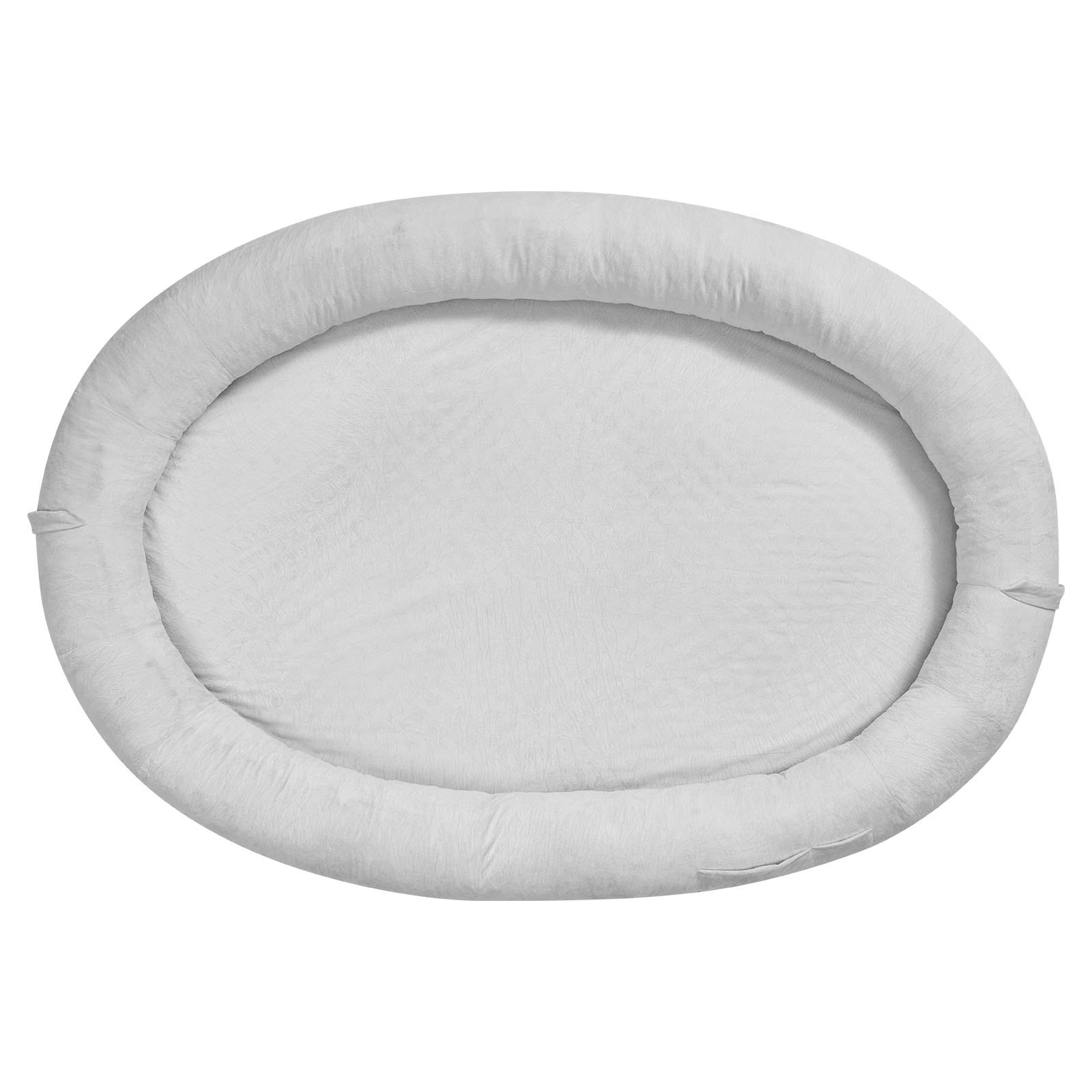 VEVOR Cama para Perros, 178 x 120 x 24 cm, Peluche Corto, de Espuma Viscoelástica, Tamaño Humano, con Bolsillo Lateral, Asa y Cremallera, Funda Extraíble y Lavable a Máquina, Gris, Diseño Ovalado