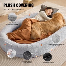 VEVOR Cama Grande para Perros Tamaño Humano Piel Sintética 1825x1220x254 mm