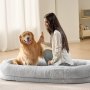 VEVOR Cama Grande para Perros Tamaño Humano Piel Sintética 171x89x25 cm Gris