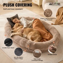 VEVOR Cama para Perros Tamaño Humano Piel Sintética 1825x1220x254 mm Marrón