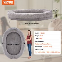 VEVOR Cama para Perros Grande Tamaño Humano Lavable Terciopelo PV 182x122x25 cm