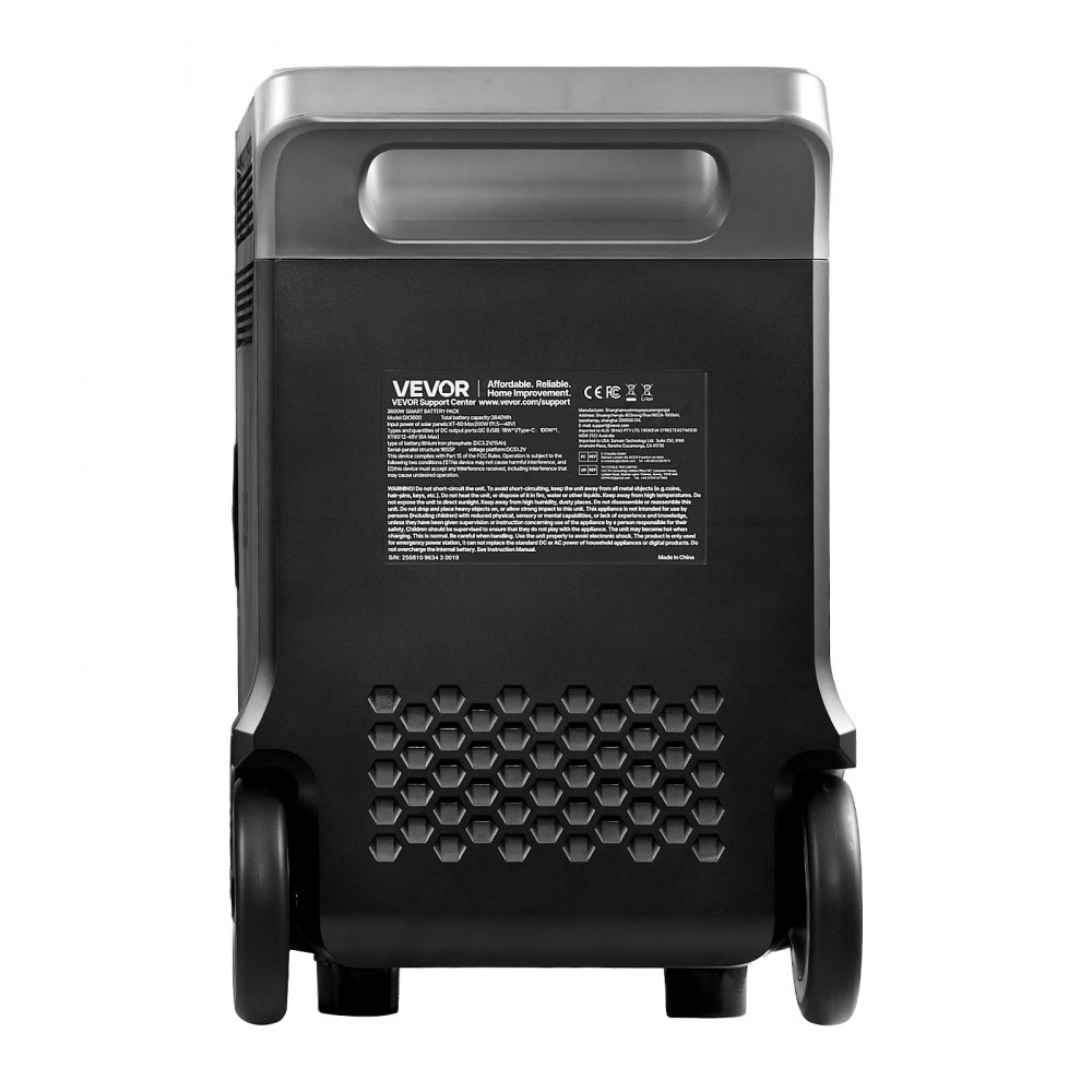 VEVOR Batería Portátil, 3840 Wh LiFePO4, Paquete de Energía de Respaldo con 3 Puertos de Salida para Uso Doméstico, Camping, Viajes por Carretera, Autocaravanas y Emergencias, 609 x 294 x 457 mm