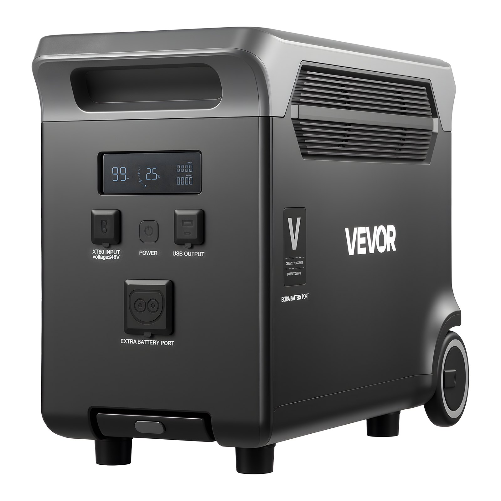 VEVOR Batería Portátil, 3840 Wh LiFePO4, Paquete de Energía de Respaldo con 3 Puertos de Salida para Uso Doméstico, Camping, Viajes por Carretera, Autocaravanas y Emergencias, 609 x 294 x 457 mm