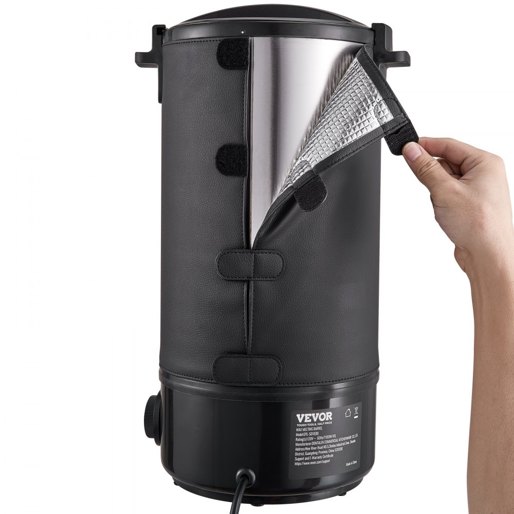 VEVOR Fundidor de Cera Eléctrico de 10 L Gran Capacidad Crisol Cera para Velas 1100 W Pico Máquina de Fusión de Cera Ajuste 30-110 °C de 100 Mechas y Pegatinas para Fabricación de Velas de Jabón