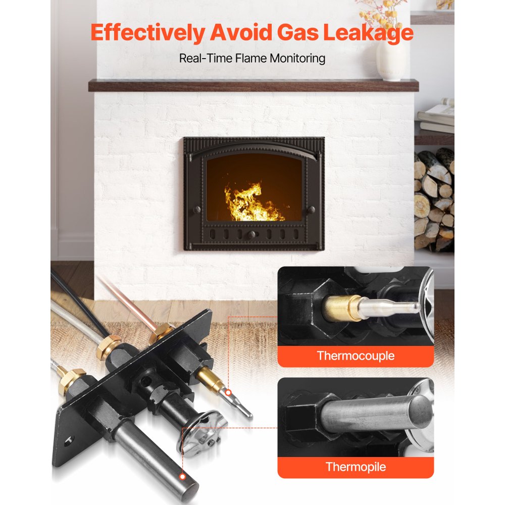 VEVOR Conjunto de Piloto de Gas, OE 69L17, 69L1701, 904405, J4117, 108084-02, para Chimenea, Repuesto de Encendido de Gas Natural, Compatible con Modelos Lennox, Superior y Astria, Color Negro