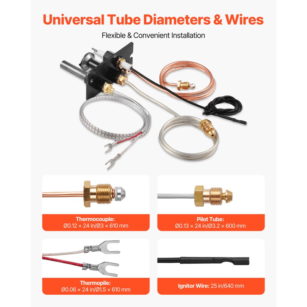 VEVOR Conjunto de Piloto de Gas, OE 69L17, 69L1701, 904405, J4117, 108084-02, para Chimenea, Repuesto de Encendido de Gas Natural, Compatible con Modelos Lennox, Superior y Astria, Color Negro
