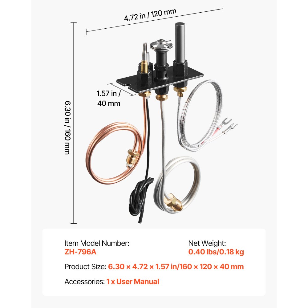 VEVOR Conjunto de Piloto de Gas, OE 69L17, 69L1701, 904405, J4117, 108084-02, para Chimenea, Repuesto de Encendido de Gas Natural, Compatible con Modelos Lennox, Superior y Astria, Color Negro