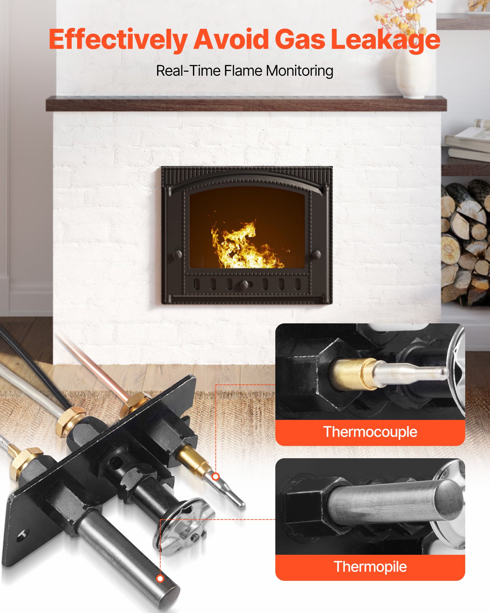 VEVOR Conjunto de Piloto de Gas, OE 69L17, 69L1701, 904405, J4117, 108084-02, para Chimenea, Repuesto de Encendido de Gas Natural, Compatible con Modelos Lennox, Superior y Astria, Color Negro
