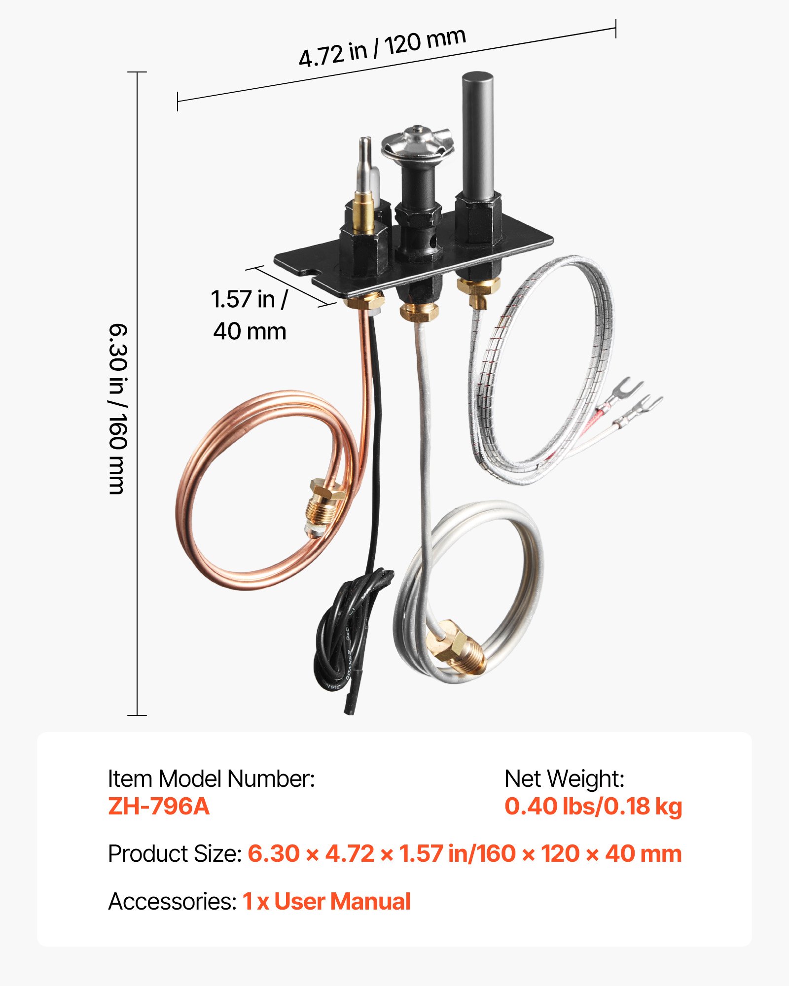 VEVOR Conjunto de Piloto de Gas, OE 69L17, 69L1701, 904405, J4117, 108084-02, para Chimenea, Repuesto de Encendido de Gas Natural, Compatible con Modelos Lennox, Superior y Astria, Color Negro
