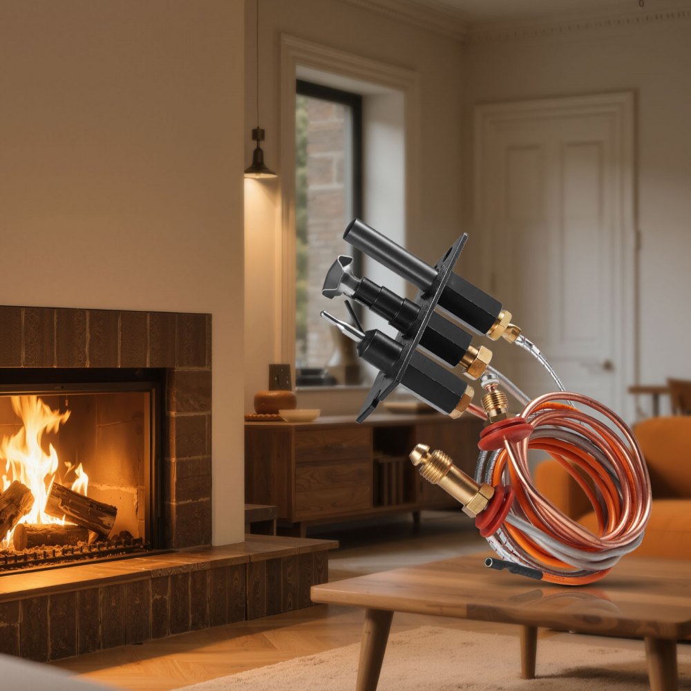 VEVOR Conjunto de Piloto de Gas, OE 485-510A, 4021-736, 2103-010, para Chimenea, Repuesto de Encendido de Gas Natural, Compatible con Quadra-Fire, Heat & Glo y Heatilator, Negro, 160 x 120 x 40 mm