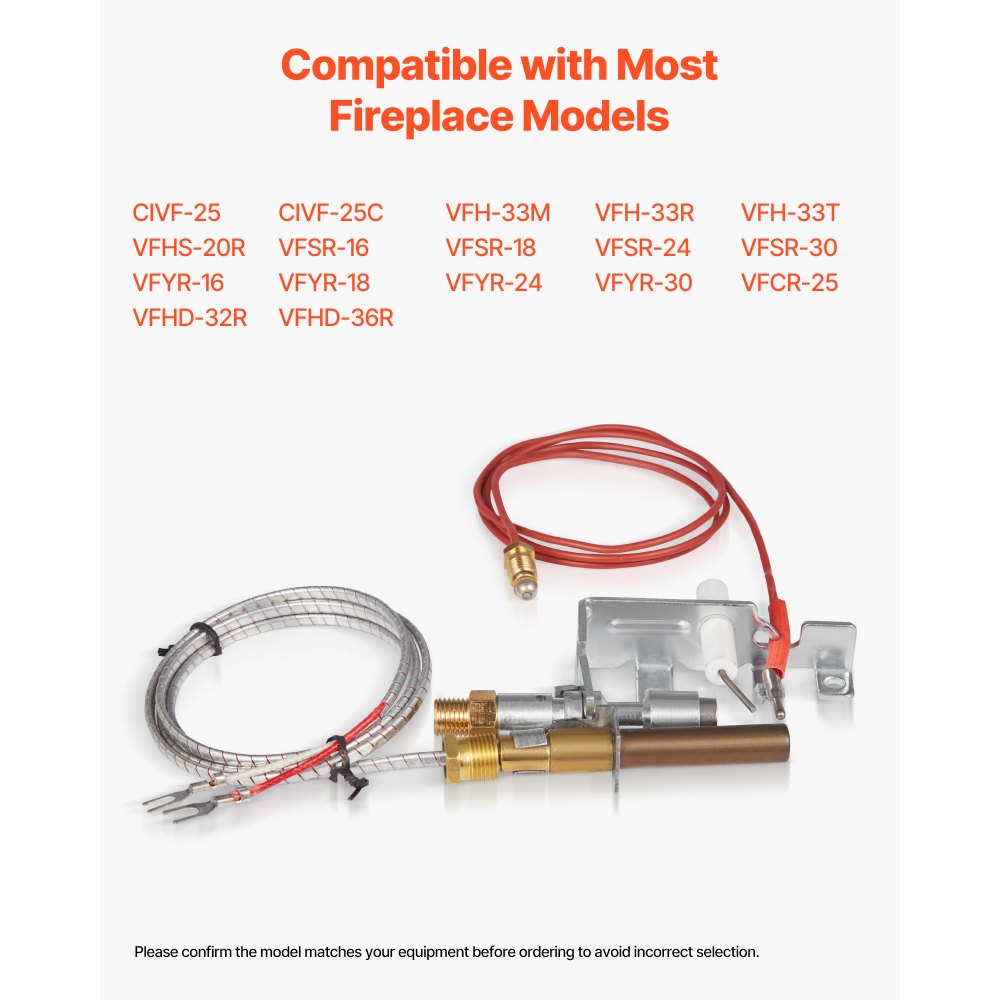 VEVOR Conjunto de Piloto de Gas, OE 103779-01, PP231, NG8218, Repuesto de Encendido de Gas Natural para Chimenea, para CIVF-25, CIVF-25CF, VFH-33M, VFH-33R, VFH-33T, VFHS-20R, VFSR-16 y VFSR-18