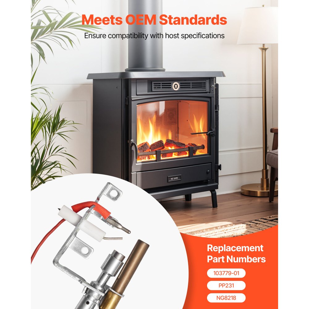 VEVOR Conjunto de Piloto de Gas, OE 103779-01, PP231, NG8218, Repuesto de Encendido de Gas Natural para Chimenea, para CIVF-25, CIVF-25CF, VFH-33M, VFH-33R, VFH-33T, VFHS-20R, VFSR-16 y VFSR-18