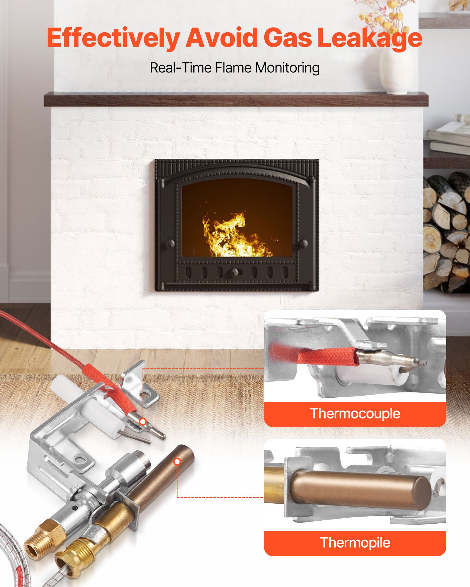 VEVOR Conjunto de Piloto de Gas, OE 103779-01, PP231, NG8218, Repuesto de Encendido de Gas Natural para Chimenea, para CIVF-25, CIVF-25CF, VFH-33M, VFH-33R, VFH-33T, VFHS-20R, VFSR-16 y VFSR-18