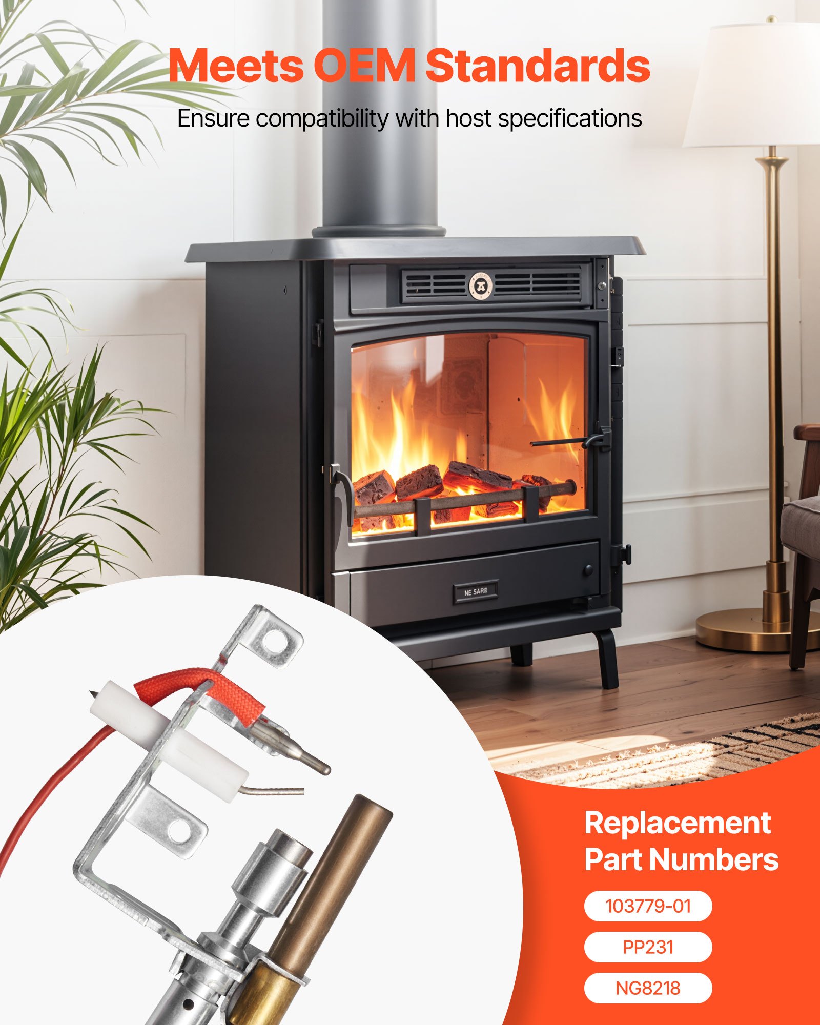 VEVOR Conjunto de Piloto de Gas, OE 103779-01, PP231, NG8218, Repuesto de Encendido de Gas Natural para Chimenea, para CIVF-25, CIVF-25CF, VFH-33M, VFH-33R, VFH-33T, VFHS-20R, VFSR-16 y VFSR-18