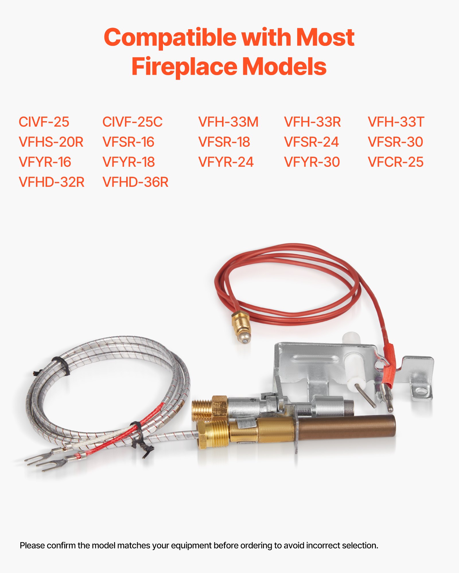 VEVOR Conjunto de Piloto de Gas, OE 103779-01, PP231, NG8218, Repuesto de Encendido de Gas Natural para Chimenea, para CIVF-25, CIVF-25CF, VFH-33M, VFH-33R, VFH-33T, VFHS-20R, VFSR-16 y VFSR-18