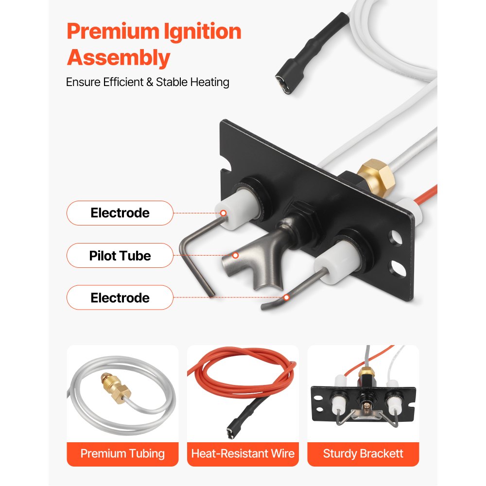 VEVOR Conjunto de Quemador Piloto de Gas Natural, OE 2090-012, 2198-012, SRV2090-012, Repuesto a Encendido de Gas Natural, para Heatilator, Heat & Glo, Quadra-Fire, Outdoor Lifestyles y Majestic