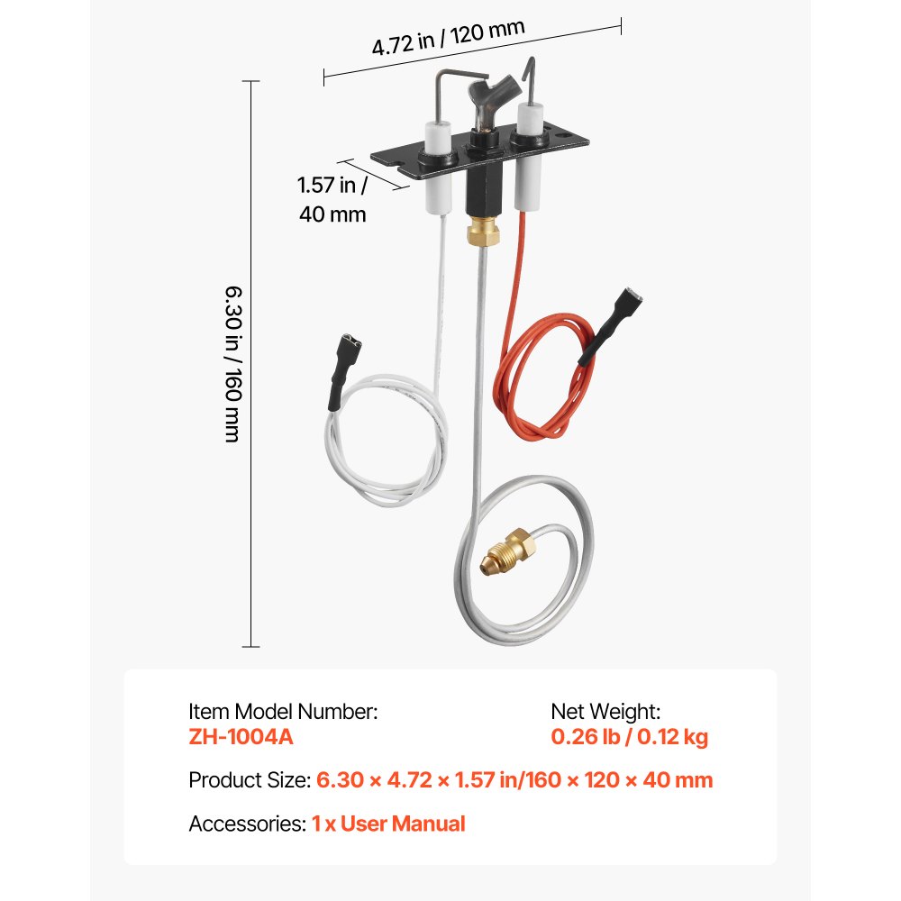 VEVOR Conjunto de Quemador Piloto de Gas Natural, OE 2090-012, 2198-012, SRV2090-012, Repuesto a Encendido de Gas Natural, para Heatilator, Heat & Glo, Quadra-Fire, Outdoor Lifestyles y Majestic