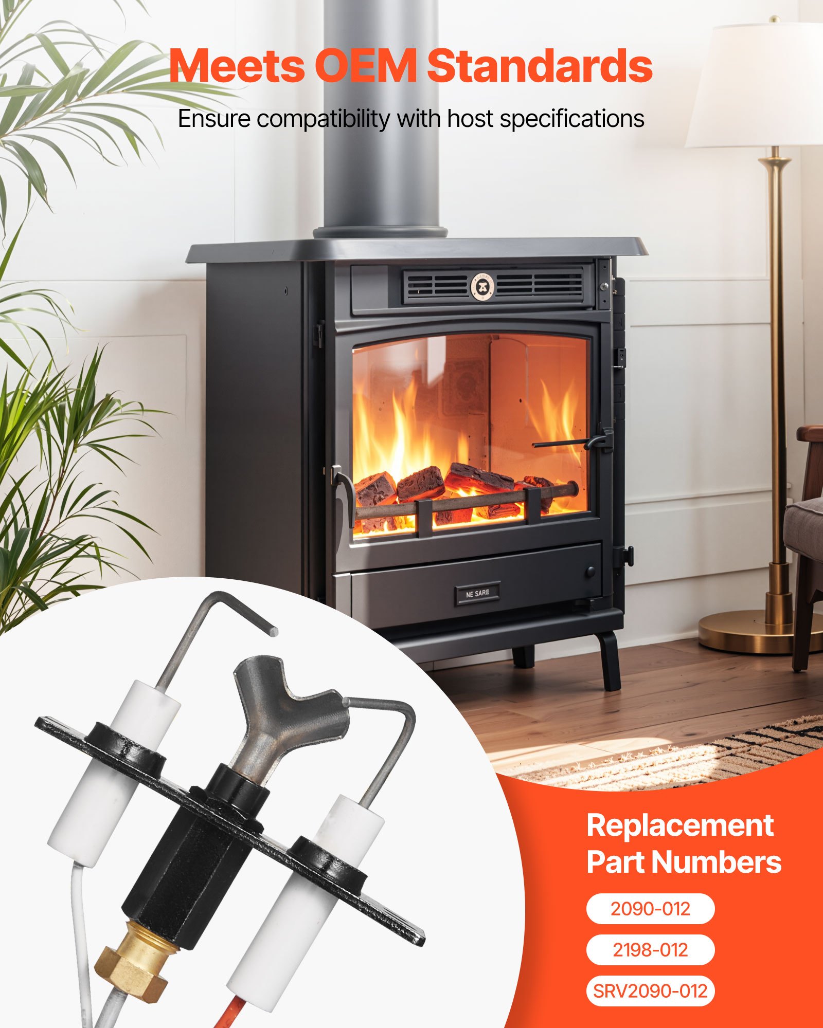 VEVOR Conjunto de Quemador Piloto de Gas Natural, OE 2090-012, 2198-012, SRV2090-012, Repuesto a Encendido de Gas Natural, para Heatilator, Heat & Glo, Quadra-Fire, Outdoor Lifestyles y Majestic