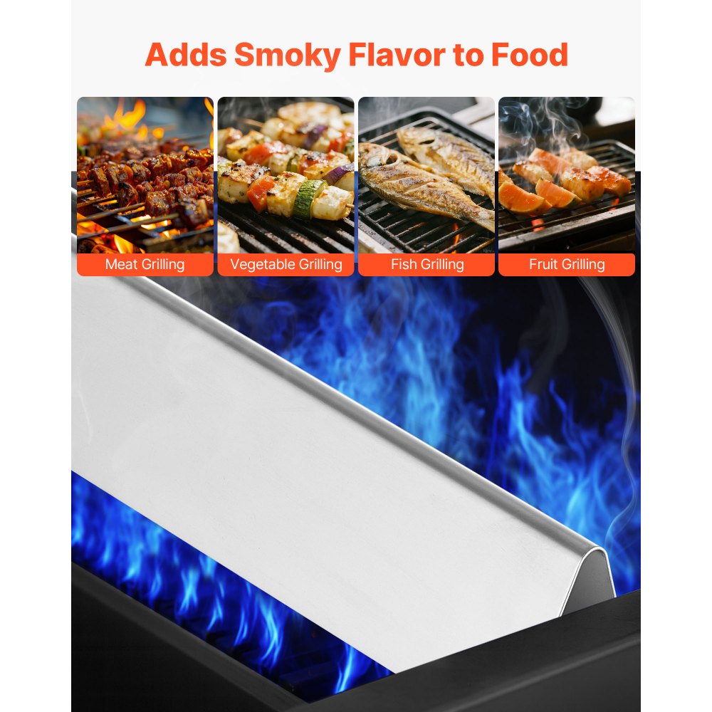 VEVOR Barras Saborizantes y Deflectores de Calor, Repuesto de Parrilla de 44 cm, para Weber Genesis Serie 300 E310, E320, E330, S310, S320 y S330, de Acero Inoxidable más Gruesa, Paquete de 7